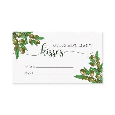 Greenery guess how many kisses bridal shower game enclosure Invitations