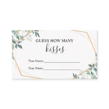 Greenery Guess How Many Kisses Bridal Shower Game Enclosure Invitations