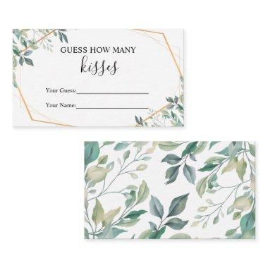 Greenery Guess How Many Kisses Bridal Shower Game Enclosure Invitations