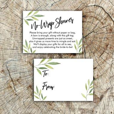 Greenery Handwriting No Wrap Bridal Shower Enclosure Invitations