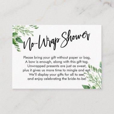 Greenery Handwriting No Wrap Bridal Shower Enclosure Invitations