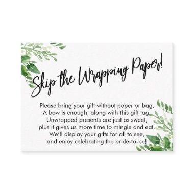 Greenery Handwriting Skip the Wrapping Paper! Enclosure