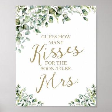 Greenery How Many Kisses For The Mrs Sign
