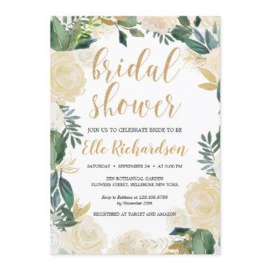 Greenery ivory floral wreath gold
