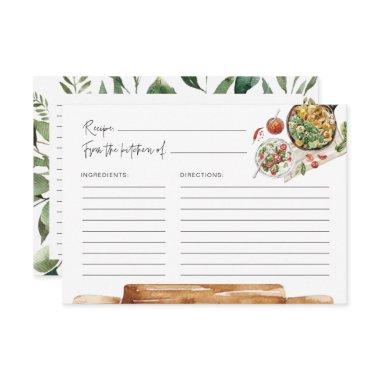 Greenery Kitchen Utensils Watercolor Recipe Invitations