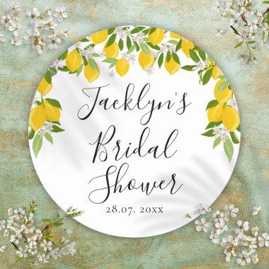 Greenery Lemon Blossom Bridal Shower Classic Round Sticker