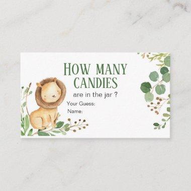 Greenery Lion Baby How Many Candies Enclosure Invitations