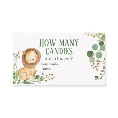 Greenery Lion Baby How Many Candies Enclosure Invitations