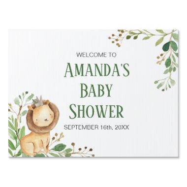 Greenery Lion Baby Shower Welcome Sign