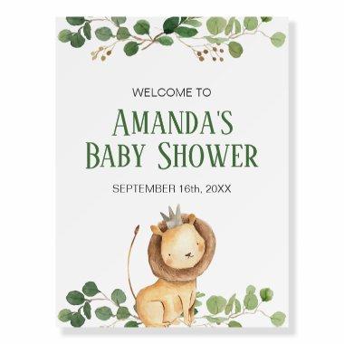 Greenery Lion Baby Shower Welcome Sign