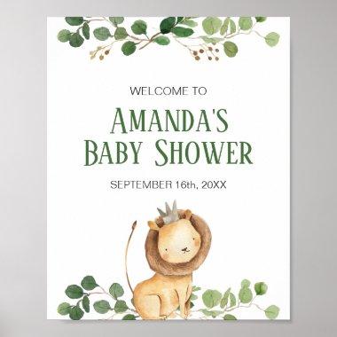Greenery Lion Baby Shower Welcome Sign
