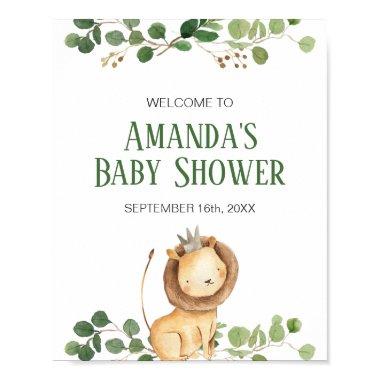 Greenery Lion Baby Shower Welcome Sign