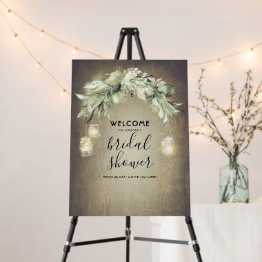 Greenery Mason Jars Rustic Bridal Shower Welcome Foam Board