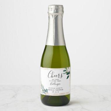 Greenery Mini Sparkling Wine Label, Bridal Shower Sparkling Wine Label