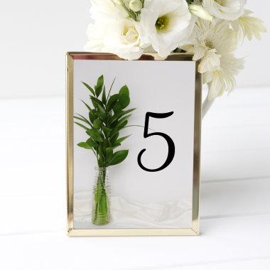 Greenery on White Wedding Table Number