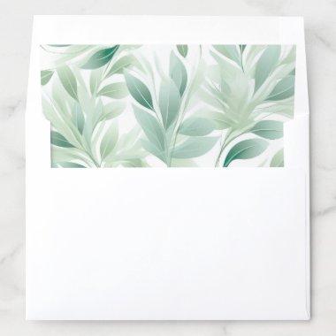 Greenery Pale Green Leaves Pattern Envelope Liner
