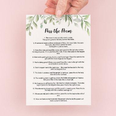 Greenery Pass the Poem Bridal Shower Game Invitations