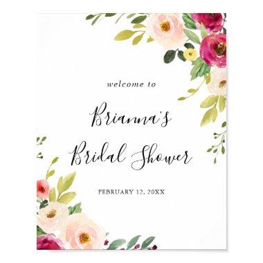 Greenery Pink Blush Bridal Shower Welcome Poster