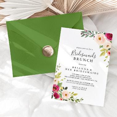 Greenery Pink Blush Bridesmaids Brunch Shower Invitations