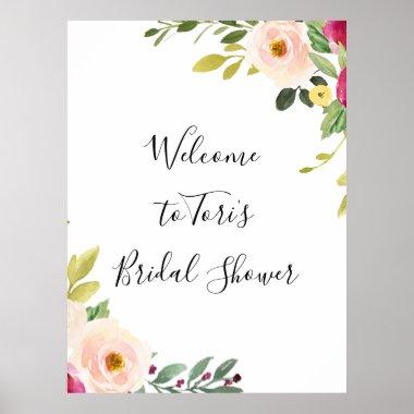 Greenery Pink Blush Floral Bridal Shower Poster