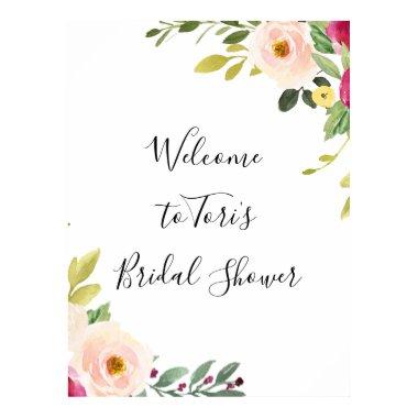 Greenery Pink Blush Floral  Poster