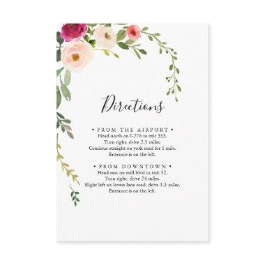 Greenery Pink Blush Floral Wedding Directions Enclosure