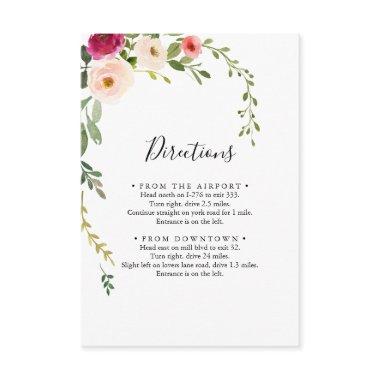 Greenery Pink Blush Floral Wedding Directions Enclosure Invitations