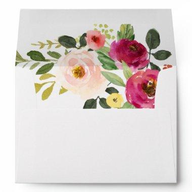 Greenery Pink Blush Floral Wedding Invitations Envelope