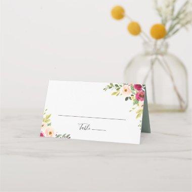 Greenery Pink Blush Floral Wedding Place Invitations