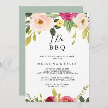 Greenery Pink Blush I Do BBQ Engagement Party Invitations