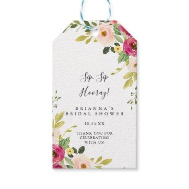 Greenery Pink Blush Sip Sip Hooray Bridal Shower Gift Tags