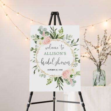 Greenery pink gold  welcome sign