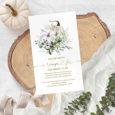 Greenery Pumpkin Bridal Shower Recipe Request Enclosure Invitations