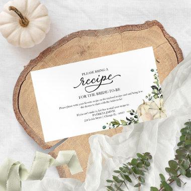 Greenery Pumpkin Bridal Shower Recipe Request Enclosure Invitations