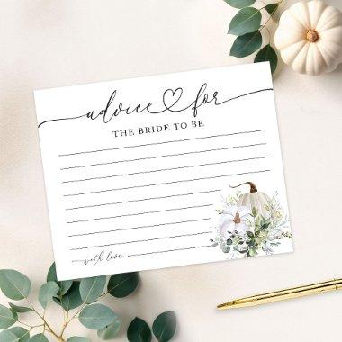 Greenery Pumpkin Fall Bridal Shower Advice Cards