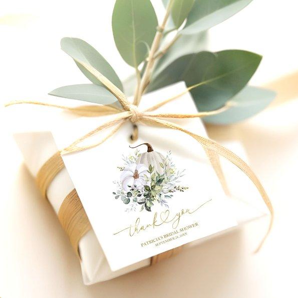 Greenery Pumpkin Fall  Favor Gift Tag