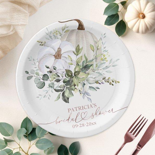 Greenery Pumpkin Fall  Paper Plate