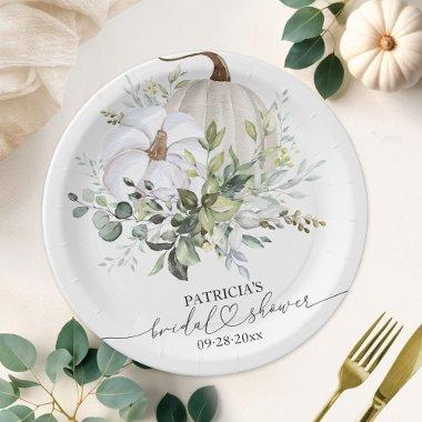 Greenery Pumpkin Fall  Paper Plates