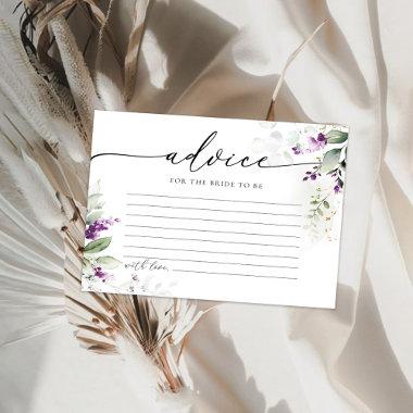 Greenery Purple Lilac Bridal Shower Advice Card
