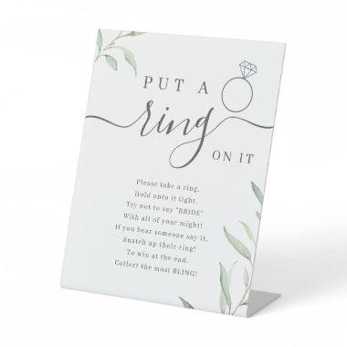 Greenery put a ring on it bridal shower game pedestal sign