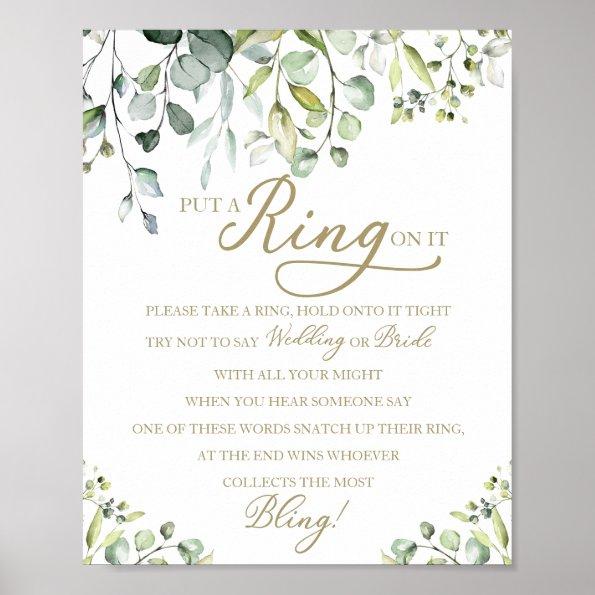 Greenery Put A Ring On It Bridal Shower Game Poste Poster