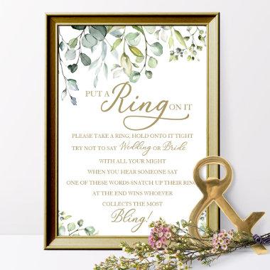 Greenery Put A Ring On It Bridal Shower Game Poster