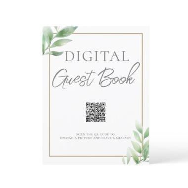 Greenery Rustic Guest Book QR Code Sign