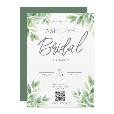 Greenery Rustic QR Code Shower