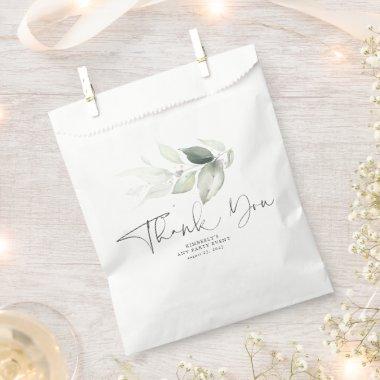 Greenery Silver Leaves Elegant Thank You Favor Bag