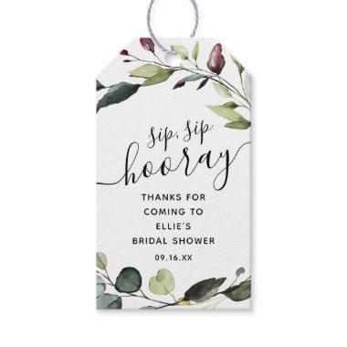 Greenery Sip Sip Hooray Bridal Shower Gift Tags