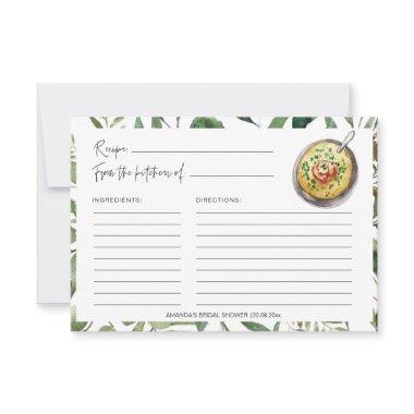 Greenery Soups Kitchen Bridal Shower Recipe Invitations