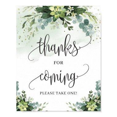 Greenery succulent boho thanks for coming sign