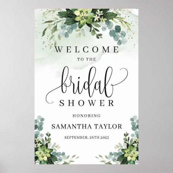 Greenery succulent bridal shower welcome sign