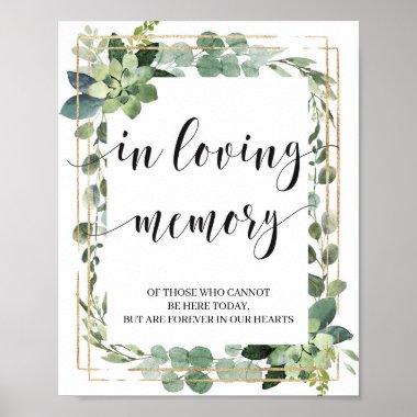 Greenery succulent gold in loving memory sign